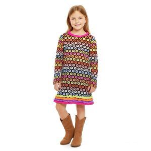 Emily Rose Girls Dress Size 8 Floral Ruffle  Mesh Colorful Back to school Winter